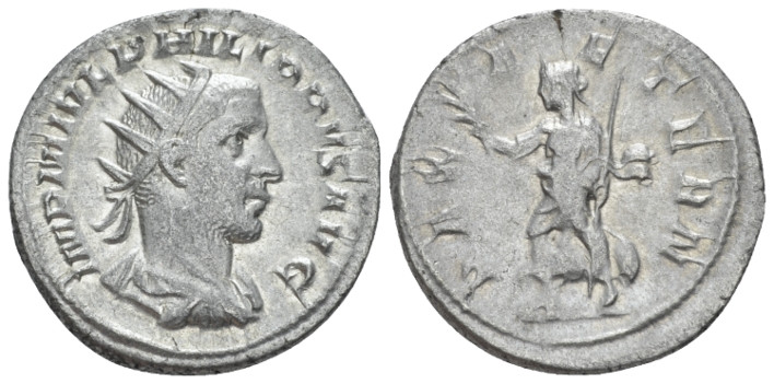 Philip I, 244-249 Antoninianus Rome 249, AR 23.00 mm., 4.46 g.
Radiate, draped,...