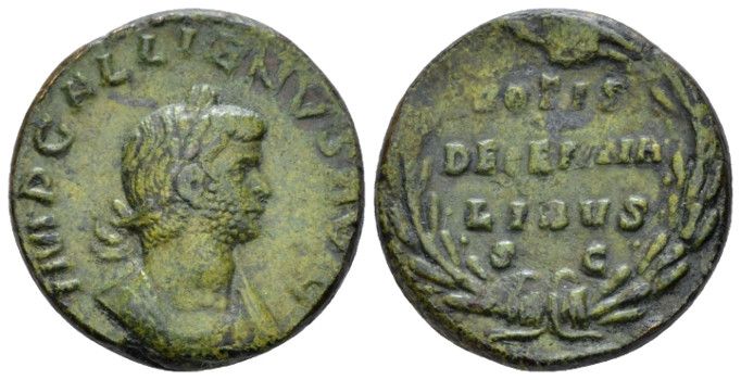 Gallienus, 253-268 As Rome 262, Æ 22.00 mm., 8.75 g.
Laureate and cuirassed bus...