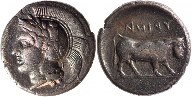 CAMPANIE, Hyria (405-385). Didrachme (7.04 g) à la tête d’Athéna coiffée du casq...