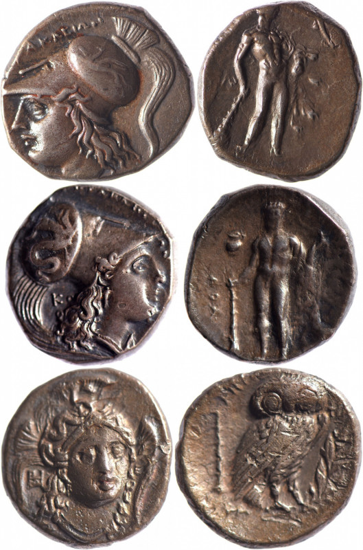 LUCANIE, Héraclée (310-281). Lot de 2 statères (7.70 et 6.29 g) à la tête casqué...