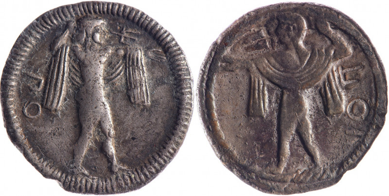 LUCANIE, Posidonia (550-470). Drachme (3.69 g) incuse au Poseïdon nu, chlamys su...