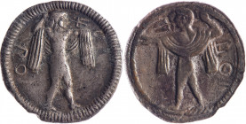 LUCANIE, Posidonia (550-470). Drachme (3.69 g) incuse au Poseïdon nu, chlamys sur les épaules, marchant à d. en brandissant un trident. Provenance AA ...