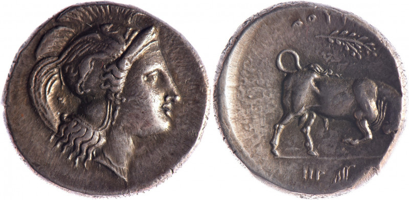 LUCANIE, Thurium (400-350). Distatère (15.60 g) à la tête d’Athéna à gauche coif...