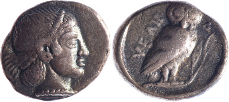 LUCANIE, Vélia (5ème siècle av.). Drachme (3.83 g) de style archaïque à la tête ...