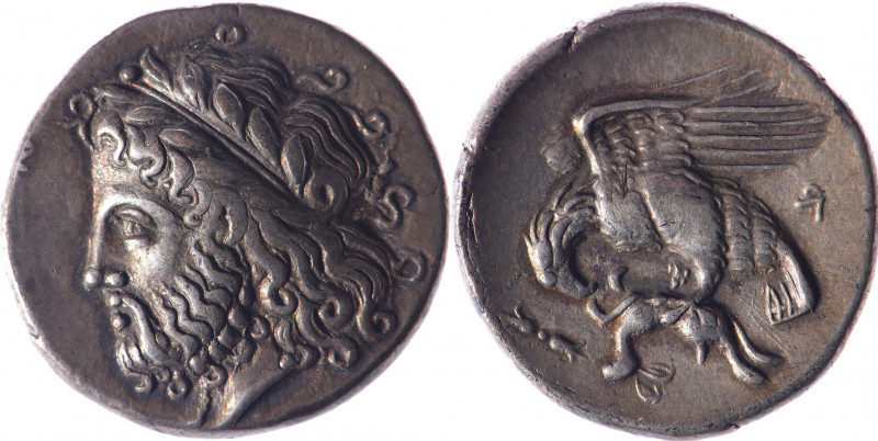 BRUTIUM, Locres (320-280). Statère (7.5 g) à la tête laurée de Zeus. R/ Aigle te...