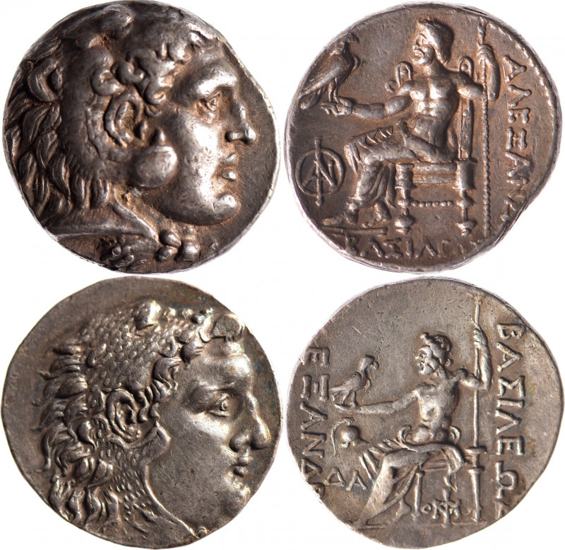 MACEDOINE, Alexandre III (336-323). Lot de deux tétradrachmes (17.13 et 16.52 g)...