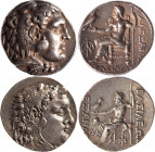 MACEDOINE, Alexandre III (336-323). Lot de deux tétradrachmes (17.13 et 16.52 g), le second pour Mesembria (Price 1060 et sv., Pozzi 928) avec une vig...