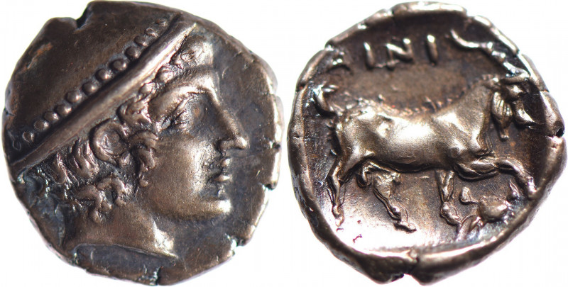 THRACE, Aenos (474-449). Diobole ((1.29 g) à la tête d’Hermès. R/ Bouc dans un c...