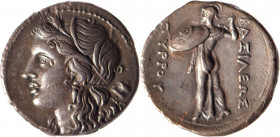 EPIRE, Pyrrhus (295-272). Octobole (5.61 g) à la tête de Perséphone à g. et à l’Athéna Promachos à g. Provenance : V.P. Hindamian, 6-8.2., n°412 « un ...