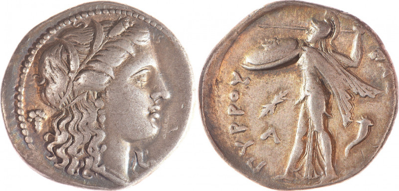 EPIRE, Pyrrhus (295-272). Octobole (5.46 g) avec la tête de Perséphone à d. Au r...