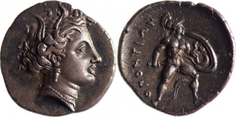 LOCRIDE, Oponte (369-338). Hémidrachme (2,70g) à la tête de Perséphone couronnée...