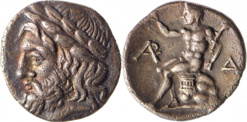 ARCADIE, Megalopolis (320-275). Triobole (2.72 g) à la tête laurée de Zeus et au...