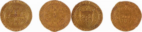 CHARLES VII (1422-1461). Lot de deux écus à la couronne du 3ème type (écu neuf) pour Saint Lô (point 19°) et Tours (point 6°). Dy 511. Les 2, TTB...