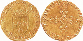 CHARLES IX (1560-1574). Ecu d’or au soleil, 1562 Toulouse. Dy 1057. TTB