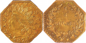 USA, Californie. Quart de dollar octogonal à la tête d’Indien, daté 1870 (0.10 g). Superbe, frappe postérieure ?