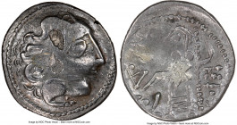 DANUBE REGION. Balkan Tribes. Ca. 3rd-2nd centuries BC. AR drachm (15mm, 1h). NGC Choice Fine, scuff. Imitating types of Philip III Arrhidaeus of Mace...