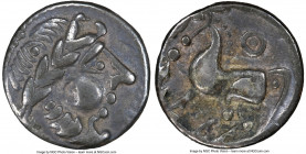 EASTERN EUROPE. Danube Region. Uncertain Celtic Tribe. Ca. 2nd-1st centuries BC. AR drachm (15mm, 1h). NGC Choice VF. Kugelwange type, imitating types...