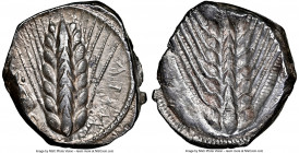 LUCANIA. Metapontum. Ca. 470-440 BC. AR stater (20mm, 7.88 gm, 12h). NGC (photo-certificate) Choice XF 4/5 - 4/5. META (on right, retrograde) barley e...