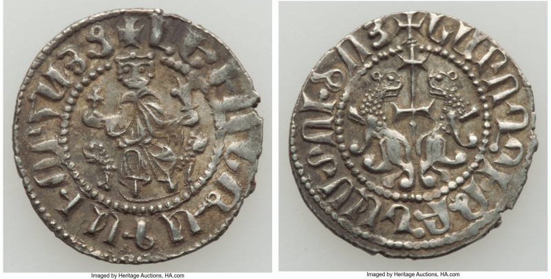 Cilician Armenia. Levon I Tram ND (1198-1219) VF, 22mm. 3.02gm. Levon I enthrone...