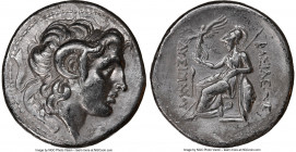 THRACIAN KINGDOM. Lysimachus (305-281 BC). AR tetradrachm (27mm, 16.92 gm, 12h). NGC Choice XF 5/5 - 2/5. Lampsacus. Diademed head of deified Alexande...