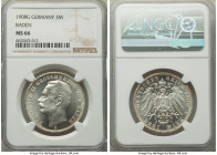 Baden. Friedrich II 3 Mark 1908-G MS66 NGC, Karlsruhe mint, KM280. Untoned blast white with Semi-Prooflike gem surfaces. 

HID09801242017

© 2022 ...