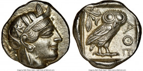 ATTICA. Athens. Ca. 440-404 BC. AR tetradrachm (25mm, 17.20 gm, 5h). NGC Choice AU 5/5 - 4/5. Mid-mass coinage issue. Head of Athena right, wearing ea...
