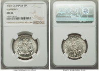 Hamburg. Free City 2 Mark 1902-J MS66 NGC, Hamburg mint, KM612. Untoned fully white fields with cartwheel luster. 

HID09801242017

© 2022 Heritag...