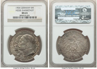 Hesse-Darmstadt. Ernst Ludwig 5 Mark 1904 MS65 NGC, Berlin mint, KM373. Mintage: 40,000. Commemorates 400th birthday of Philipp the Magnanimous. Mottl...