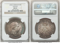 Saxony. Georg 5 Mark 1903-E MS65 NGC, Muldenhutten mint, KM1258. Two year type. Exhibiting plum, mauve and blue-green toning. 

HID09801242017

© ...