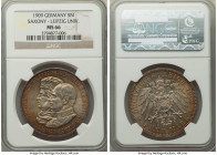 Saxony. Friedrich August III "Leipzig University" 5 Mark 1909 MS66 NGC, Berlin mint, KM1269, J-139. Issued for the 500th anniversary of Leipzig Univer...