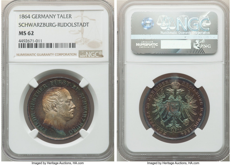 Schwarzburg-Rudolstadt. Friedrich Günther Taler 1864 MS62 NGC, Munich mint, KM17...