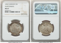 Württemberg. Wilhelm II 2 Mark 1896-F MS67 NGC, Stuttgart mint, KM631, J-174. 

HID09801242017

© 2022 Heritage Auctions | All Rights Reserved