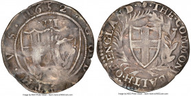 Commonwealth 6 Pence 1652 Fine Details (Damaged) NGC, Tower mint, Sun mm, KM389.1, S-3219, ESC-186 (prev. ESC-1486), N-2726. An appreciable dove-gray ...