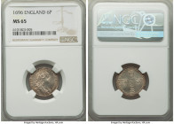 William III 6 Pence 1696 MS65 NGC, KM484.1. Fully struck and draped in orange and plum tone. 

HID09801242017

© 2022 Heritage Auctions | All Righ...
