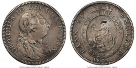 George III Bank Dollar of 5 Shillings 1804 VF Details (Damage) PCGS, KM-Tn1, S-3768, ESC-1926. 

HID09801242017

© 2022 Heritage Auctions | All Ri...