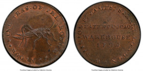 Middlesex. Stinton's copper 1/2 Penny Token 1795 MS64 Brown PCGS, D&H-904. FINE . TEAS . OF . THE . ROUGH . FLAVOUR *. Grasshopper / PATENT COCAO WARE...