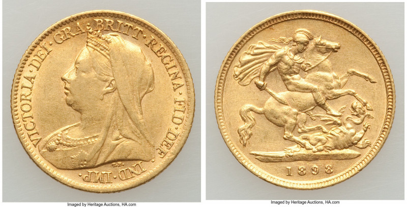 Victoria gold 1/2 Sovereign 1898 AU, KM784, S-3878. 19.2mm. 3.97gm. From the Lon...