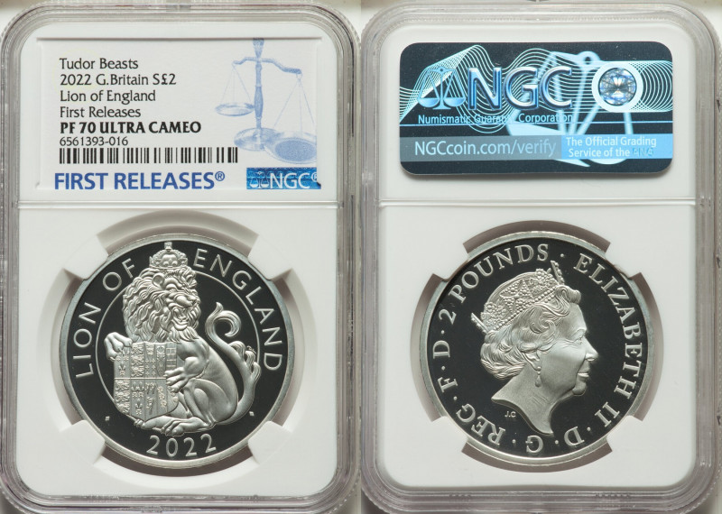 Elizabeth II silver Proof "Lion of England" 2 Pounds 2022 PR70 Ultra Cameo NGC, ...