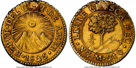 Central American Republic gold 1/2 Escudo 1825 NG-M AU Details (Plugged) NGC, Nueva Guatemala mint, KM5, Fr-30. 

HID09801242017

© 2022 Heritage ...