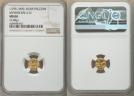 Mysore. Krishnaraja Wadiyar III gold Pagoda ND (1799-1806) MS66 NGC, Mysore mint, KM210. 3.40gm. Full strike with significant golden luster. 

HID09...
