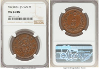 Meiji 2 Sen Year 6 (1873) MS63 Brown NGC, Osaka mint, KM-Y18.1. Glossy chestnut brown surfaces. Key date in series. 

HID09801242017

© 2022 Herit...