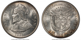 Republic 50 Centesimos 1904 MS63 PCGS, Philadelphia mint, KM5. First year of two year type. Virtually untoned and mint bloom. 

HID09801242017

© ...