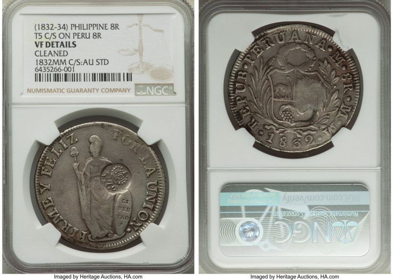 Spanish Colony. Ferdinand VII Counterstamped 8 Reales ND (1832-1834) VF Details ...