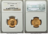 Nicholas II gold 10 Roubles 1904-AP MS64 NGC, St. Petersburg mint, KM-Y64. Awash in golden brilliance. 

HID09801242017

© 2022 Heritage Auctions ...