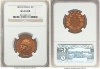 Oscar I 2 Ore 1858 MS65 Red and Brown NGC, Stockholm mint, KM688. Last year of this short series bathed in scintillating luster with considerable red ...