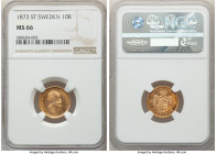 Oscar II gold 10 Kronor 1873-ST MS66 NGC, KM732. First year of type displaying fully lustrous devices amidst mirrored fields. 

HID09801242017

© ...