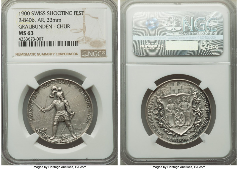 Confederation silver "Graubunden - Chur Shooting Festival" Medal 1900 MS63 NGC, ...