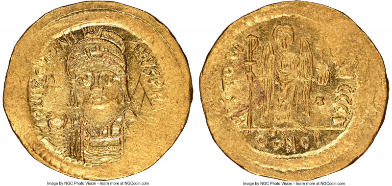 Justinian I the Great (AD 527-565). AV solidus (20mm, 4.46 gm, 6h). NGC MS 4/5 -...