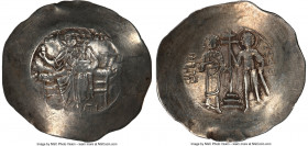 John II Comnenus (AD 1118-1143). EL aspron trachy (33mm, 6h). NGC Choice VF, scratches, die shift, brushed. Constantinople. IC-XC (barred), Christ sea...