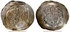Manuel I Comnenus (AD 1143-1180). EL aspron trachy (33mm, 4.12 gm, 5h). NGC MS (photo-certificate) 4/5 - 3/5, die shift. Constantinople, AD 1160-1164....
